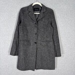 Tahari Handmade Wool Peacoat Small Charcoal Minimalist Quiet Luxury Career